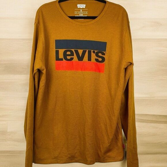 NWT Levi's Men's Thermal Long Sleeve Waffle Knit Shirt Mustard XL - Picture 1 of 8